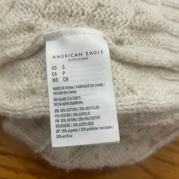 American Eagle Outfitters Cable Knit Sweater Sz Small Cozy Preppy Cream Pullover - Picture 3 of 7
